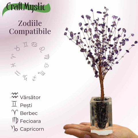 Copacel tip vaza cu pietre naturale de ametist si umplutura de pietre naturale de ametist [3]