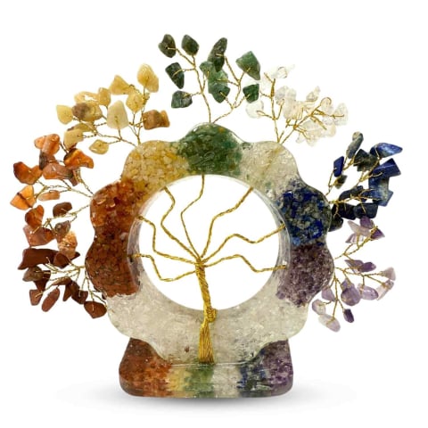 Copaci cu cristale - Copacel Orgonic Floare cu 7 Pietre Naturale – Echilibru Chakre 15x15 cm