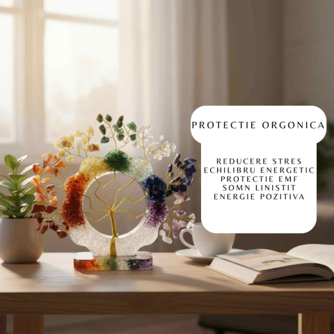 Copacel Orgonic Floare cu 7 Pietre Naturale – Echilibru Chakre 15x15 cm [1]