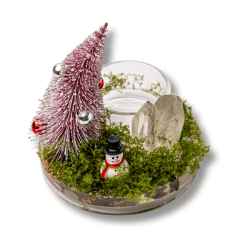 Cristale Decorative - Suport Lumanare cu Cuart Transparent – Claritate, Lumină si Energie Festiva