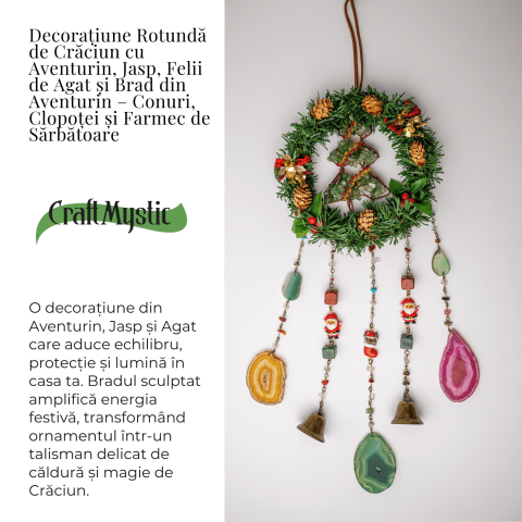 Coronita de Craciun cu Aventurin Verde, Jasp Rosu si Agat – Arborele Prosperitatii si Magiei Festive [2]