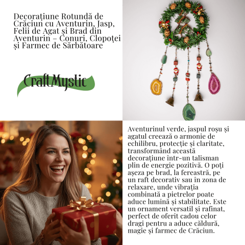 Coronita de Craciun cu Aventurin Verde, Jasp Rosu si Agat – Arborele Prosperitatii si Magiei Festive [6]
