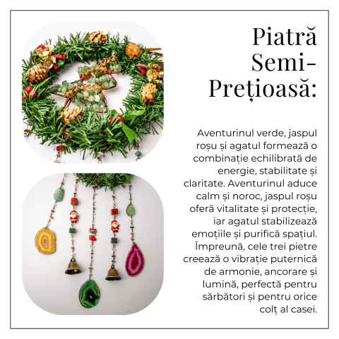 Coronita de Craciun cu Aventurin Verde, Jasp Rosu si Agat – Arborele Prosperitatii si Magiei Festive [5]