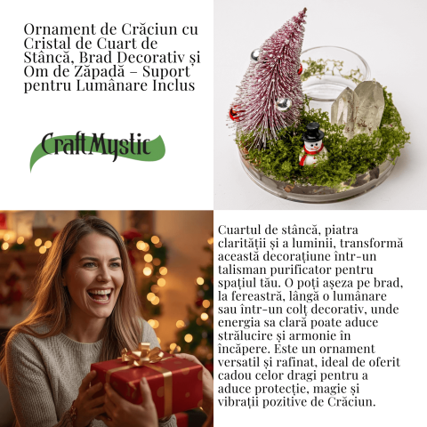 Suport Lumanare cu Cuart Transparent – Claritate, Lumină si Energie Festiva [4]