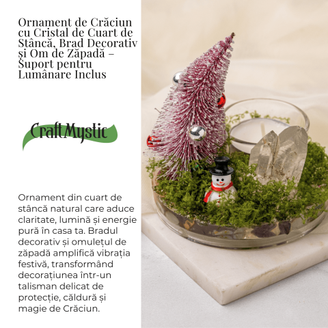 Suport Lumanare cu Cuart Transparent – Claritate, Lumină si Energie Festiva [2]