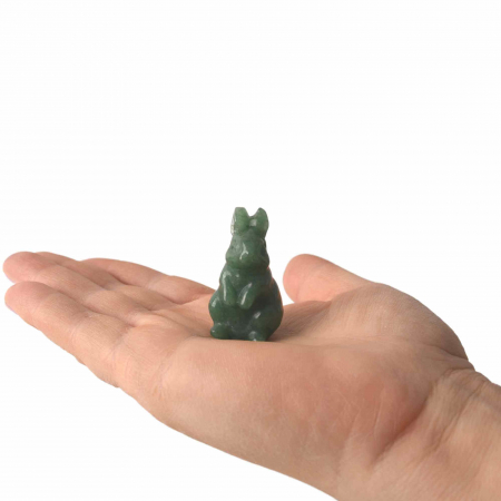 Figurina 4 cm cu forma de iepure sculptata manual din aventurina verde naturala - Cristale si pietre vindecatoare semipretioase cu animale [2]