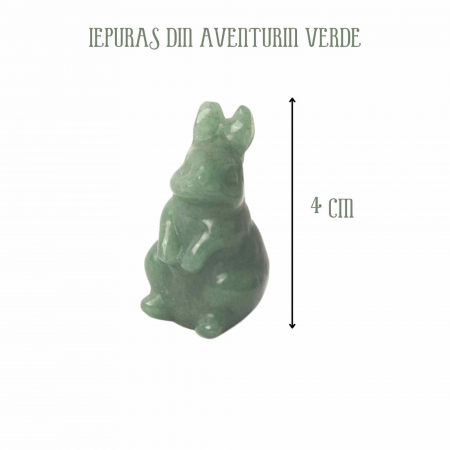 Figurina 4 cm cu forma de iepure sculptata manual din aventurina verde naturala - Cristale si pietre vindecatoare semipretioase cu animale [1]