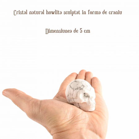 Craniu 5 cm sculptat manual din cristal de Turcoaz Alb piatra semipretioasa vindecatoare Figurina artistica pentru decor de Halloween, decoratiune pentru biroul de acasa [1]