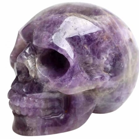Claritate Mentala si Focus - Craniu 5 cm sculptat manual din cristal de Ametist piatra semipretioasa vindecatoare Figurina artistica pentru decor de Halloween, decoratiune pentru biroul de acasa