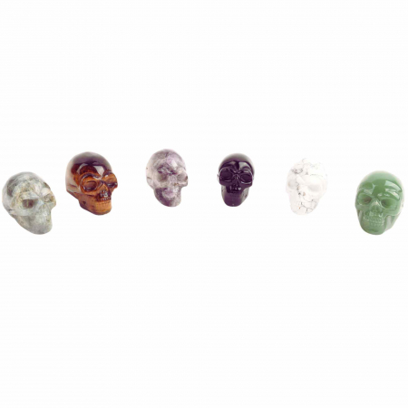 Craniu 5 cm sculptat manual din cristal de Ochi de tigru piatra semipretioasa vindecatoare Figurină artistica pentru decor de Halloween, decoraratiune pentru biroul de acasa [6]