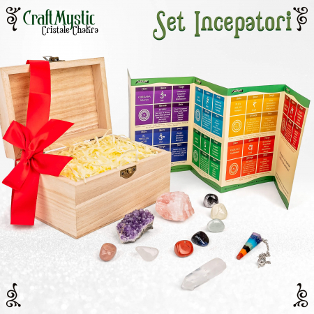 Set Cristale si Pietre Naturale Vindecatoare Chakra in cutie de lemn- 11 piese pentru meditatie, spiritualitate, echilibrarea chakrelor [5]