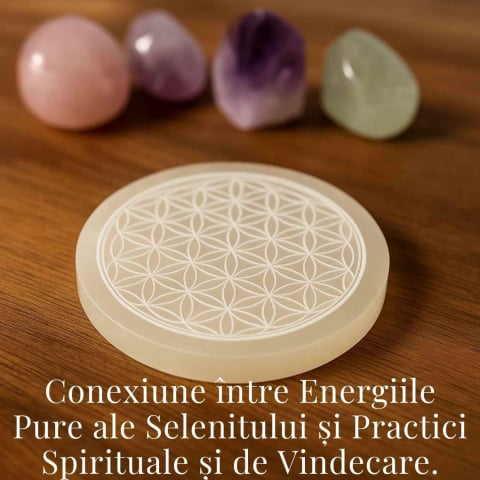 Placa Selenit cu Floarea Vietii – Purificare, Armonie si Reincarcare Energetica [4]