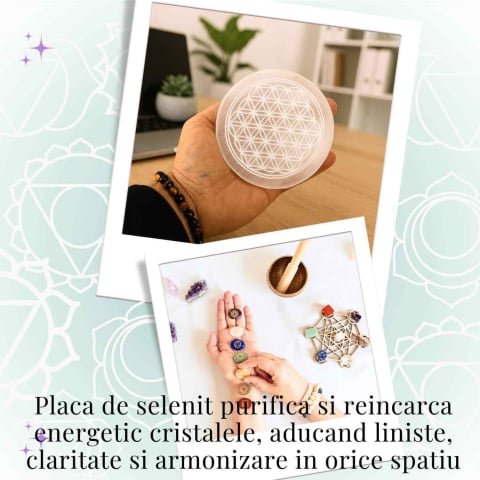 Placa Selenit cu Floarea Vietii – Purificare, Armonie si Reincarcare Energetica [5]