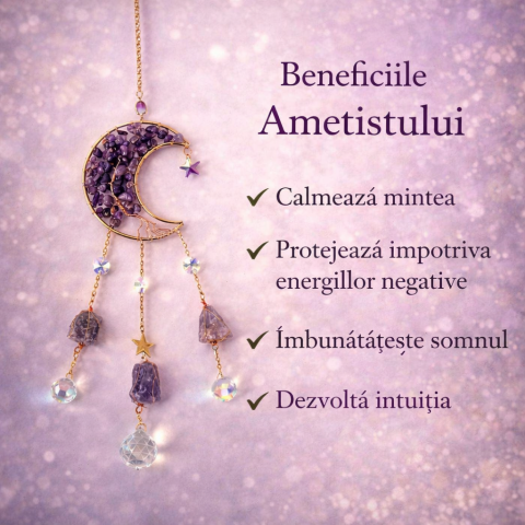 Ornament decorativ cu ametist – semiluna pentru armonia spatiului [2]