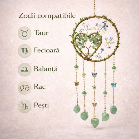 Dreamcatcher cu aventurin verde, un simbol al inimii deschise și al echilibrului natural [3]
