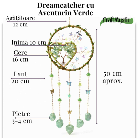 Dreamcatcher cu aventurin verde, un simbol al inimii deschise și al echilibrului natural [5]