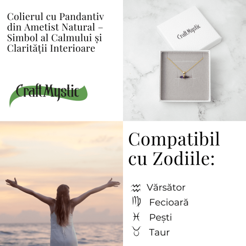 Echilibru si Linsite – Colier din Ametist Natural pe Lant de Cupru [4]