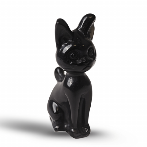 Claritate Mentala si Focus - Paznica linistii – Pisicuta din Obsidian pentru Protectie si Claritate 5 cm inaltime