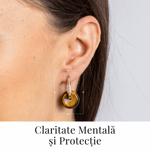 Bijuterie Protectoare – Cercei cu Piatra Ochi de Tigru model Pi [1]