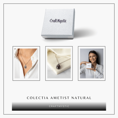 Echilibru si Liniste – Colier din Ametist Natural cu Lanț din Oțel Inoxidabil [7]