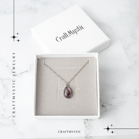 Echilibru si Liniste – Colier din Ametist Natural cu Lanț din Oțel Inoxidabil [6]