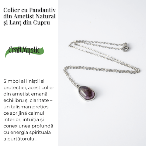 Echilibru si Liniste – Colier din Ametist Natural cu Lanț din Oțel Inoxidabil [2]