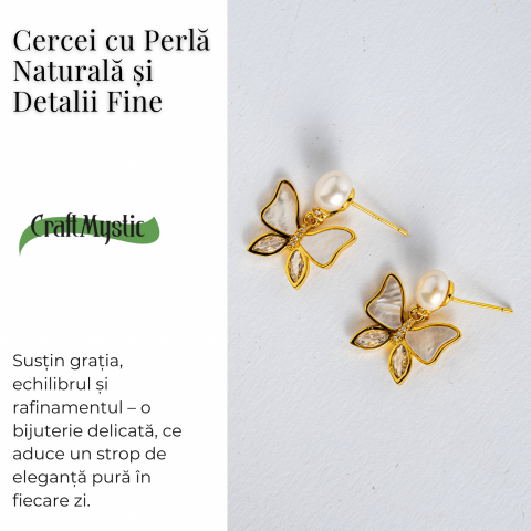 Zbor lin in fiecare zi – Cercei cu perla naturala si detalii fine [4]