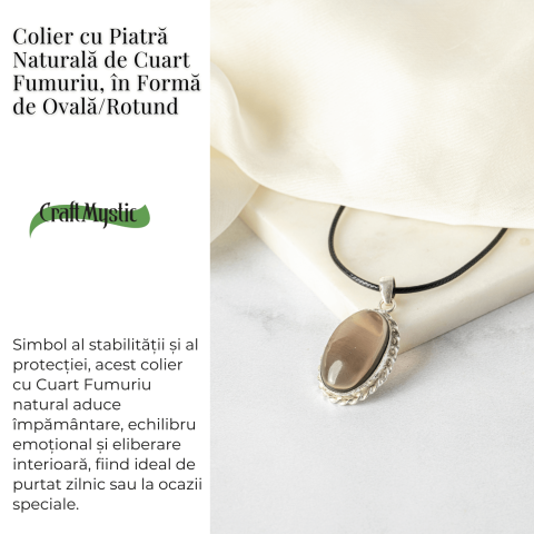 Colier cu Cuart Fumuriu Natural Oval/Rotund – Protectie si Echilibru [2]