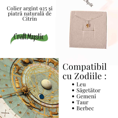 Colier Argint 925 cu Citrin Oval fatetat– Lumina Interioara si Abundenta [4]
