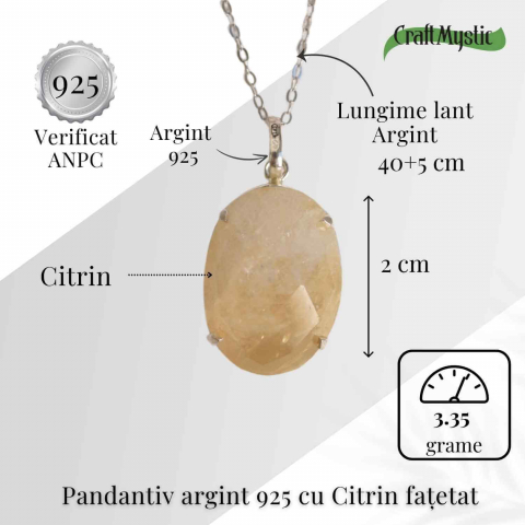Energie si Bucurie Zilnica – Colier Inima cu Citrin si Argint 925 [4]
