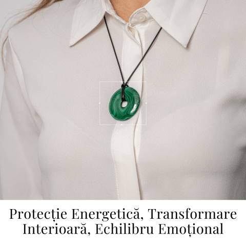 Colier Malachit Natural Pi pe Snur Reglabil – Transformare, Protectie si Echilibru Interior [1]