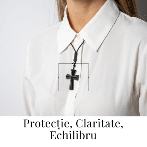 Putere si Protectie – Colier Cruce din Obsidian Natural [1]