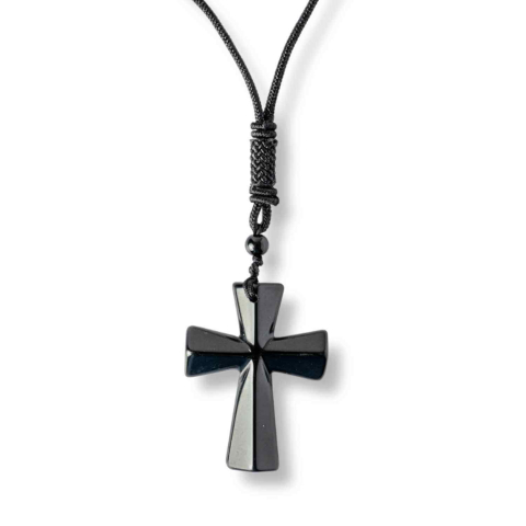 Obsidian - Putere si Protectie – Colier Cruce din Obsidian Natural