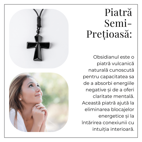 Putere si Protectie – Colier Cruce din Obsidian Natural [5]