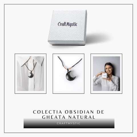 Protectie si Claritate – Colier Luna din Obsidian de Gheata Natural [7]