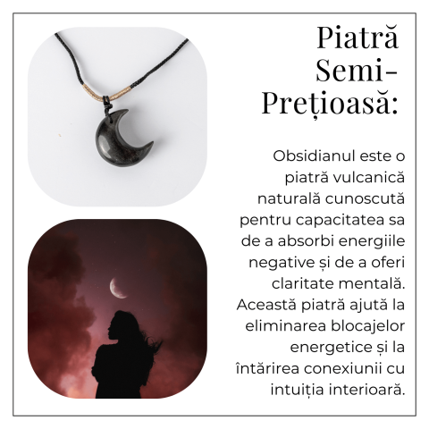 Protectie si Claritate – Colier Luna din Obsidian de Gheata Natural [5]