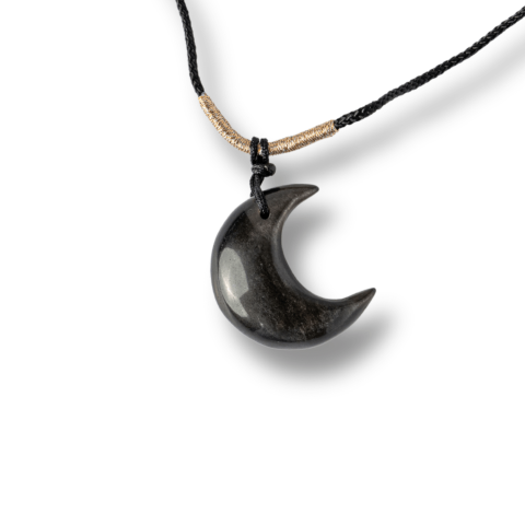 Protectie si Claritate – Colier Luna din Obsidian de Gheata Natural [8]