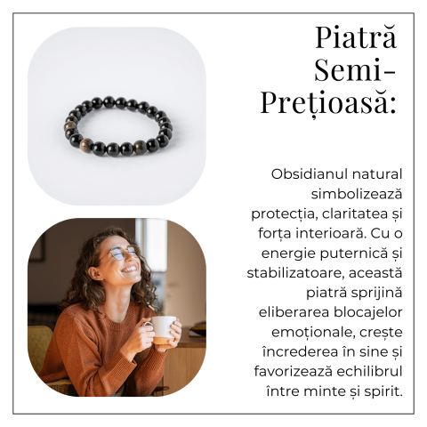Claritate si Protectie – Bratara din Obsidian Auriu Natural de 8mm [5]