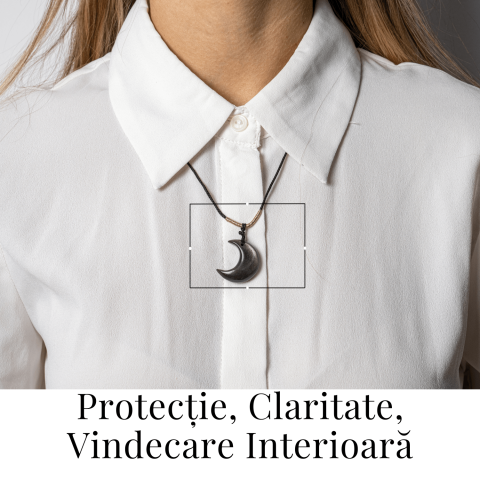 Protectie si Claritate – Colier Luna din Obsidian de Gheata Natural [1]