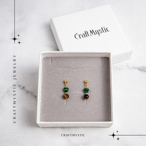 Transformare si Curaj – Cercei cu Malachit si Ochi de Tigru [6]