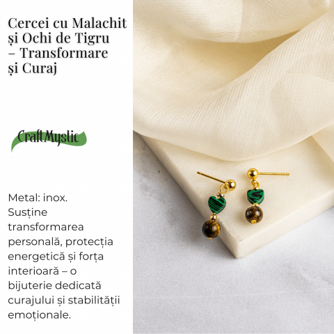 Transformare si Curaj – Cercei cu Malachit si Ochi de Tigru [2]