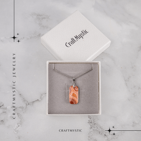 Colier Titanium cu Crazy Lace Agate Dreptunghiular – Energie Pozitiva si Echilibru Emotional [6]