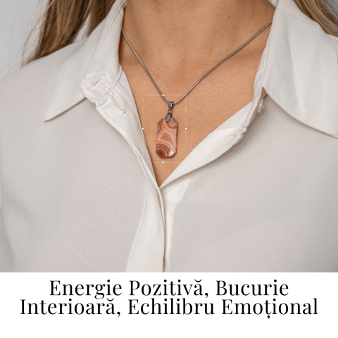 Colier Titanium cu Crazy Lace Agate Dreptunghiular – Energie Pozitiva si Echilibru Emotional [1]