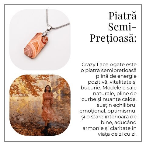 Colier Titanium cu Crazy Lace Agate Dreptunghiular – Energie Pozitiva si Echilibru Emotional [5]