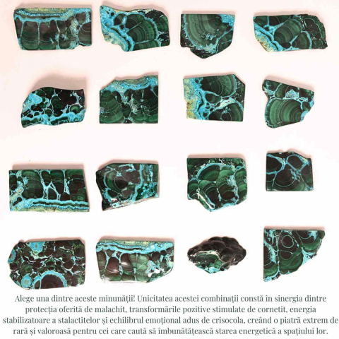 Felie unicat cu Malachit, Crisocola, Stalactite, Cornetite - Protectie si echilibru energetic [3]