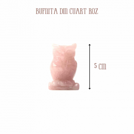 Figurina 5 cm Bufnita din cristal vindecator Cuart roz - Sculptat in forma de bufnita cu piatra vindecatoare, artizanat pentru biroul de acasa [1]