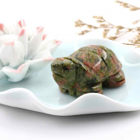 Figurina broasca testoasa 4 cm de cristal semipretios -  Sculptura din piatra vindecatoare reiki de buzunar pentru decor, colectie [4]