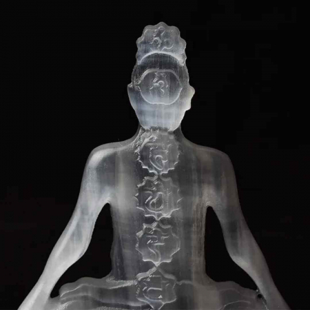 Cristal de selenit sculptat in forma de femeie 10 cm cu cele 7 chakre - Pentru decor si vindecare energetica [5]