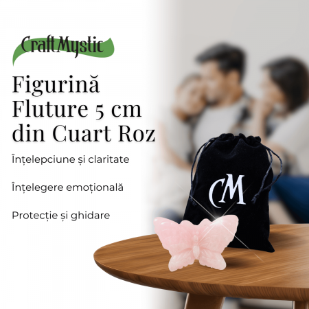Figurina Fluture din Cuart Roz Natural, 5 cm - Incurajeaza Iubirea de Sine si Armonia Emotionala [2]