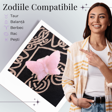 Figurina Fluture din Cuart Roz Natural, 5 cm - Incurajeaza Iubirea de Sine si Armonia Emotionala [7]
